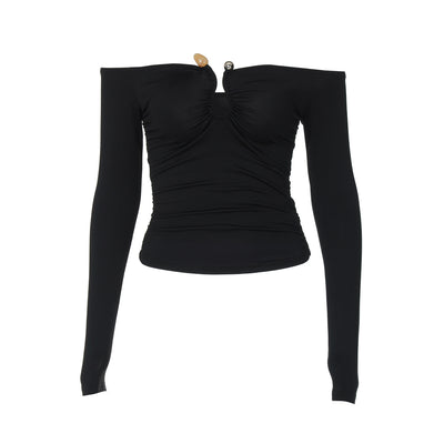 Blusa Tubo Suelta de Manga Larga en Color Sólido para Mujer - Image 5