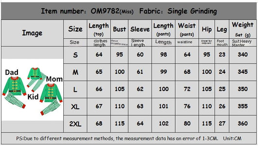 Three matching green elf-themed pajama sets for Dad, Mom, and Kid, featuring striped pants and long-sleeved tops. - Image 11