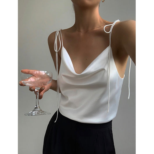 Camiseta de Seda y Satén para Mujer con Forro Integrado - Ideal para Verano