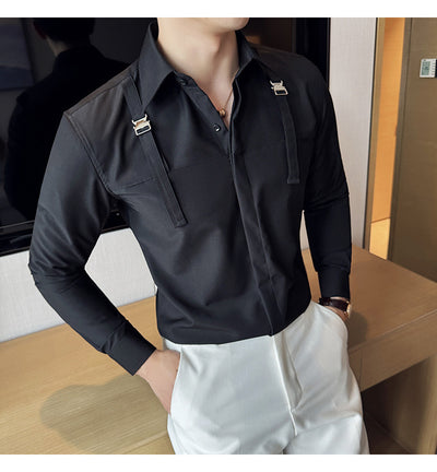 Camisa Minimalista de Manga Larga para Hombre - Estilo Versátil y Moderno - Image 10