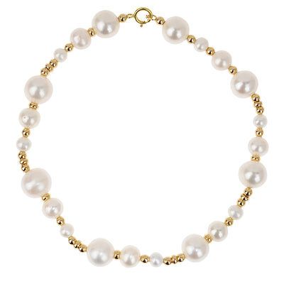 Pulsera de Perlas Naturales Chapada en Oro 14K con Cuentas Separadas - Estilo Hip-hop para Hombre - Image 4