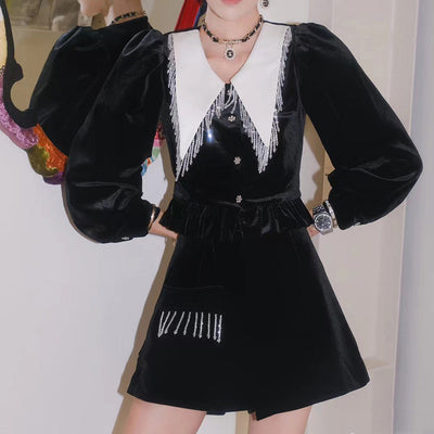Conjunto Shorts con Volantes y Brillantes