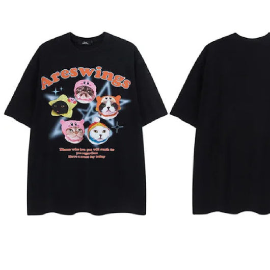 Blusa Suelta Oversized con Estampado de Animales Tiernos