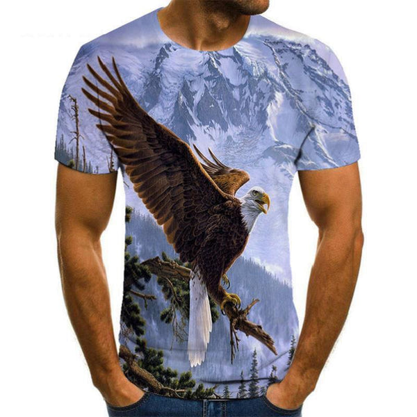 Camiseta Estampado Animal 3D para Hombre Manga Corta