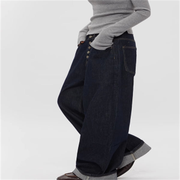 Jeans Rectos Anchos Retro Vintage para Primavera y Otoño