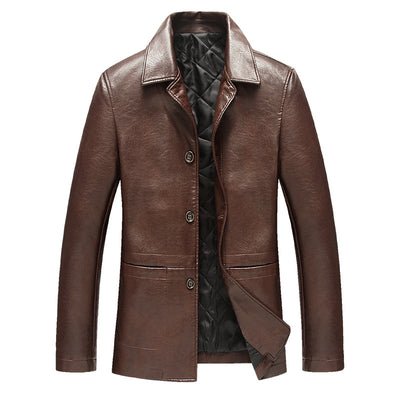 Chaqueta de Cuero con Solapa para Hombre Maduro - Algodón Premium - Image 10