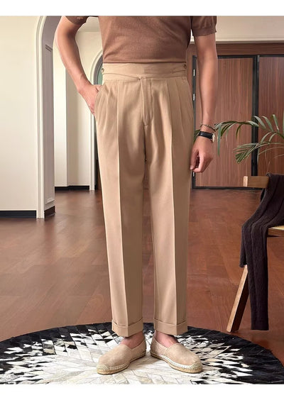 Pantalones Casuales Retro de Cintura Alta Corte Recto para Hombre - Image 11