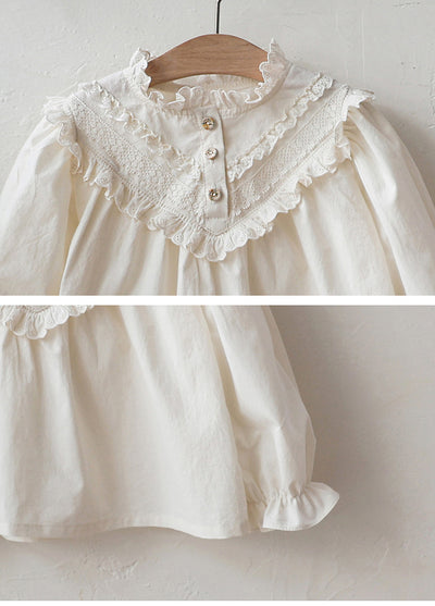 Blusa Princesa Infantil con Cuello de Encaje y Mangas Abullonadas Retro - Image 19