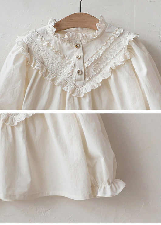 Blusa Princesa Infantil con Cuello de Encaje y Mangas Abullonadas Retro - Image 19