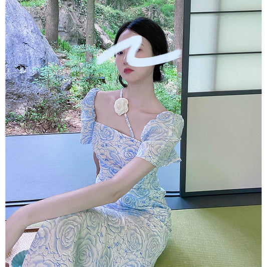Vestido Cheongsam Jacquard Ajustado con Abertura Elegante - Image 2
