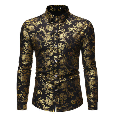 Camisa Casual de Hombre con Estampado Metalizado y Solapa - Image 11