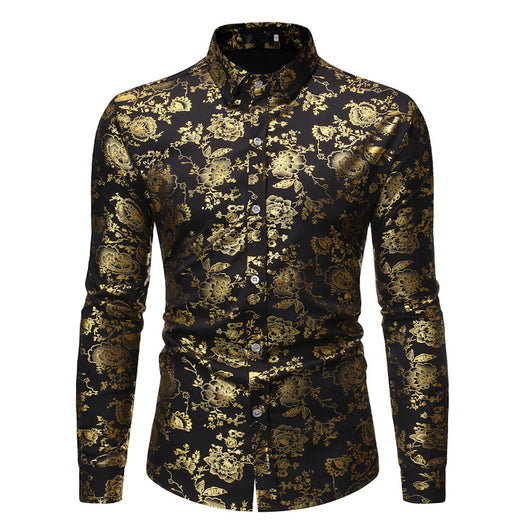 Camisa Casual de Hombre con Estampado Metalizado y Solapa - Image 11