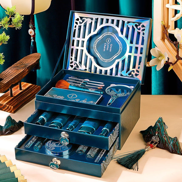 Set Completo de Maquillaje y Cuidado de Piel Loto Verde - 18 Piezas