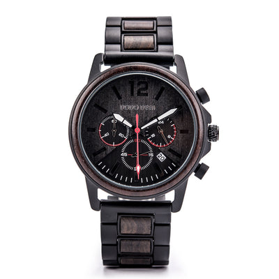 Reloj de Cuarzo con Detalles en Madera - Image 3