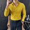 Camisa Hueca de Manga Larga para Hombre - Poliéster Primavera Verano