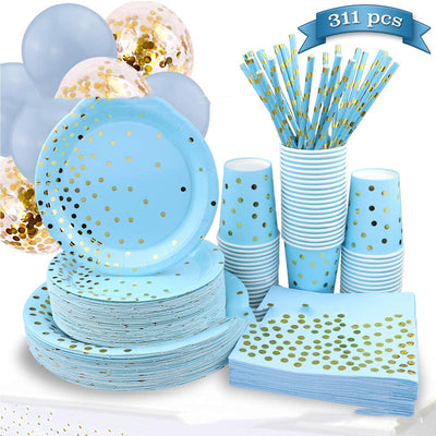 Juego de Platos y Cubiertos Desechables Azul - Image 6