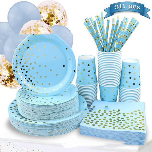Juego de Platos y Cubiertos Desechables Azul - Image 6