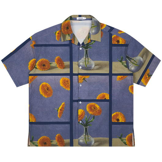 Camisa Estampado Floral Suelta Versátil Manga Corta - Image 6