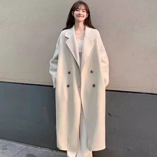 Abrigo de Cachemira de Largo Medio para Mujer - Diseño Casual y Abrigador