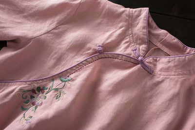 Blusa Tradicional China con Bordado y Cierre Retro en Algodón y Lino - Image 22