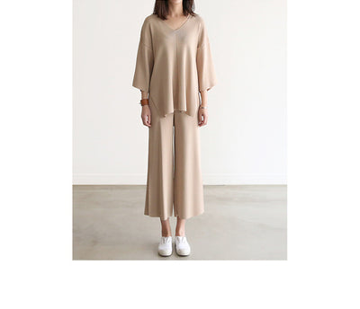 Conjunto Elegante: Blusa Escote V con Pantalón Palazzo de Pierna Ancha - Image 12