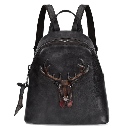 Mochila Vintage de Cuero Genuino - Estilo Retro Doble Compartimento - Image 2