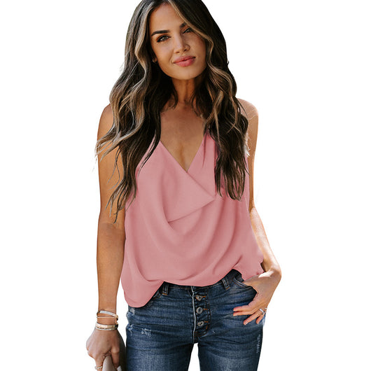 Blusa Suelta de Gasa con Cuello en V para Mujer - Image 5