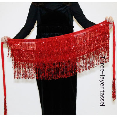 Falda Danza Oriental Lentejuelas con Borlas - Cinturón Cadera - Image 7