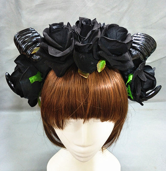 Tocado Lolita Rosa Oscuro Shofar - Diadema de Cosplay