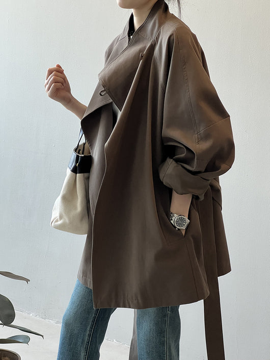 Chamarra Retro Suelta de Cintura para Mujer con Cuello Mao - Image 26
