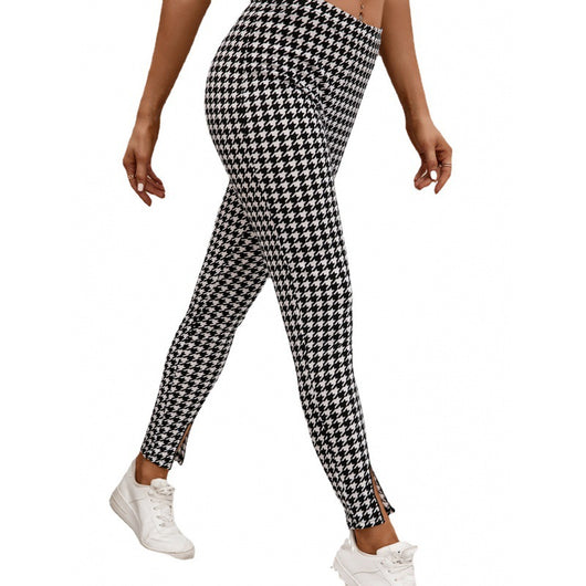 Pantalones Cropped Talle Alto con Patrón Pata de Gallo Ajuste Slim - Image 12