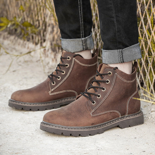 Botas de Cuero Vintage para Hombre - Estilo Clásico Robusto - Image 10