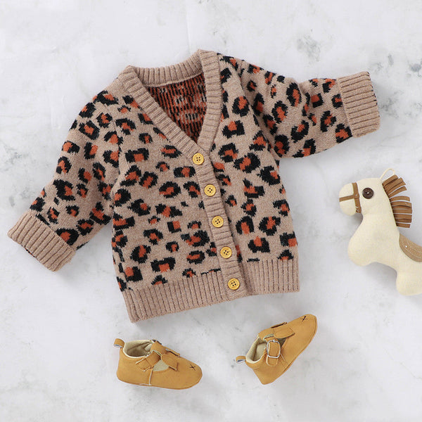 Cardigan de Punto Leopardo Cuello V - Diseño Otoñal Adorable