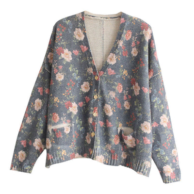 Cardigan Tejido con Estampado y Cuello en V de Manga Larga - Image 11