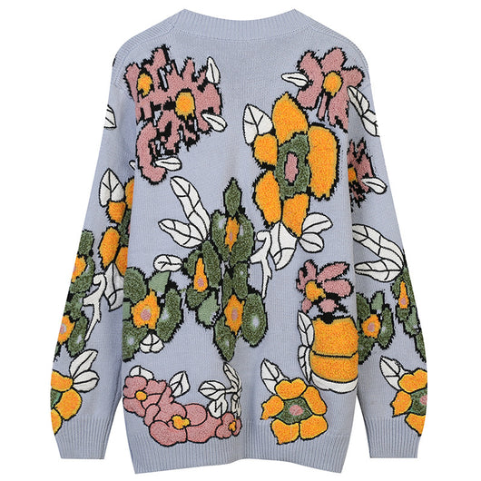 Suéter Tejido Floral para Mujer Manga Larga Jacquard Casual - Image 7