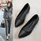 Zapato de Cuero Negro Suela Blanda Confort Plano