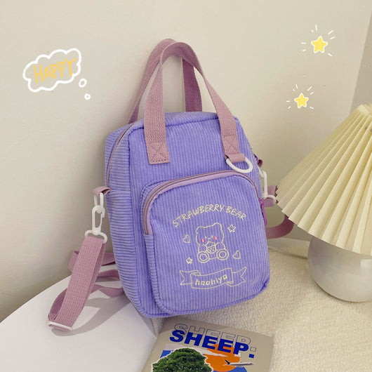Bolso de Hombro Corduroy Soft Girl - Diseño Adorable y Funcional - Image 4