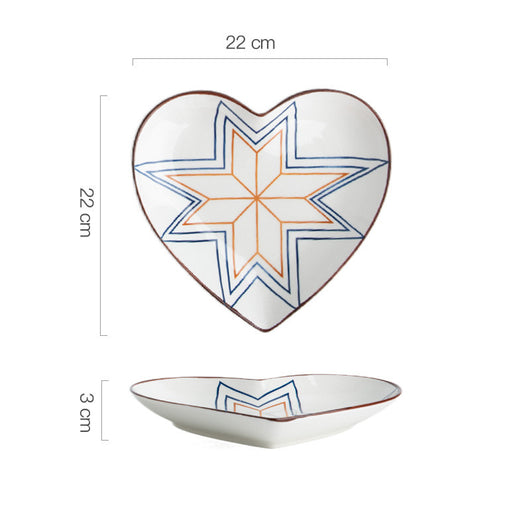 Plato Decorativo Pintado a Mano con Formas de Corazón y Cuadrado para Dumplings - Image 8