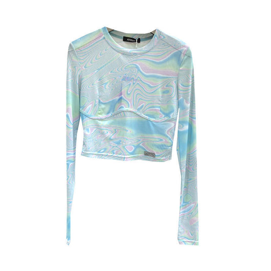 Blusa Manga Larga Estampado Tie-Dye con Protección Solar y Malla Transpirable
