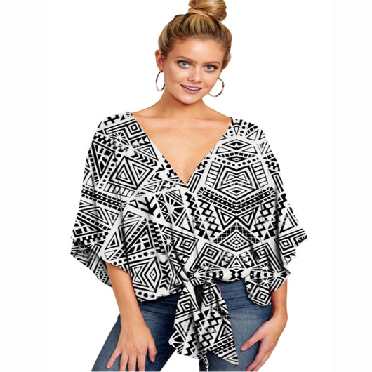 Blusa Leopardo Mujer con Nudo Floral y Mangas Murciélago - Oversize Verano - Image 14