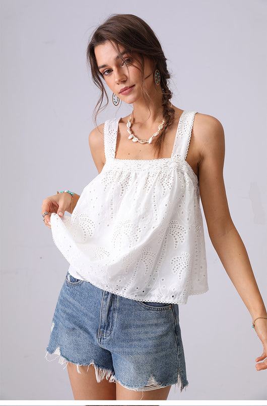 Blusa Camisola de Encaje Bordado Estilo Francés Suelta - Image 22