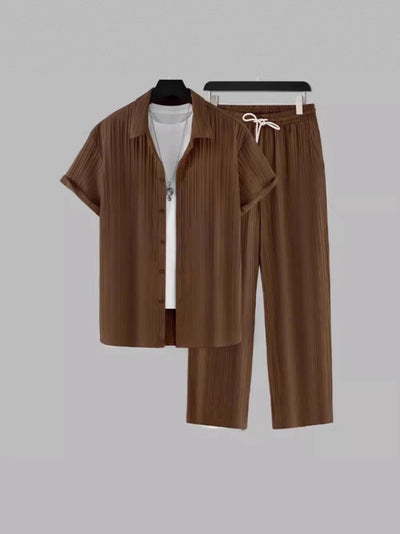 Traje Ejecutivo de Rayas con Camisa Manga Corta y Pantalón - Image 6