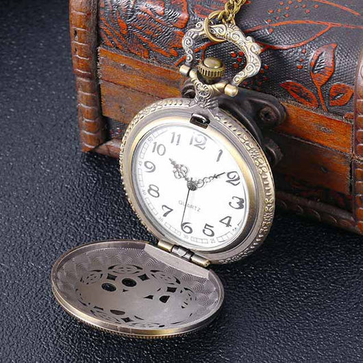 Reloj de Bolsillo Bronce Tallado Hueco Diseño Elefante - Image 4