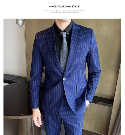 Traje Casual de Dos Piezas a Rayas para Hombre - Image 13
