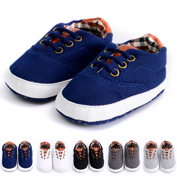 Zapatos de Lona Suave para Bebé - Diseño Casual con Encaje de Color Sólido