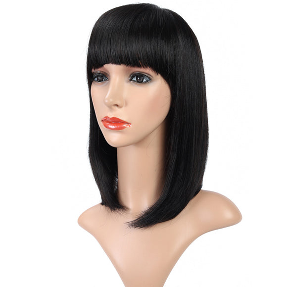 Pelucas Europeas y Americanas con Flequillo de Cabello Natural