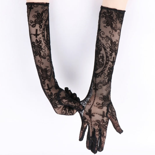 Guantes Largos de Encaje con Calavera para Disfraz de Halloween - Image 2