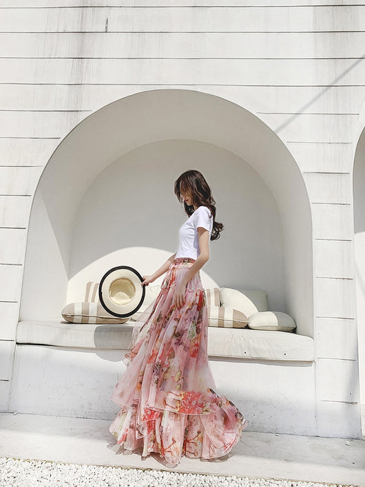 Falda Swing de Gasa Estampada con Corte Irregular - Image 6