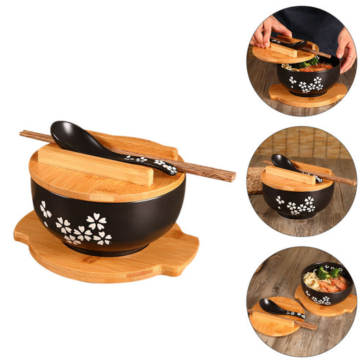 Tazón de Cerámica para Fideos y Arroz con Tapa Estilo Japonés - Image 4