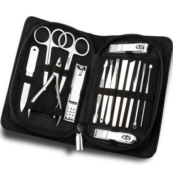Juego de 15 Herramientas de Pedicura en Acero Inoxidable Profesional